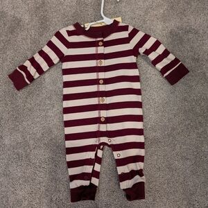 Cat & Jack Burgundy and Cream Striped Baby Footie
